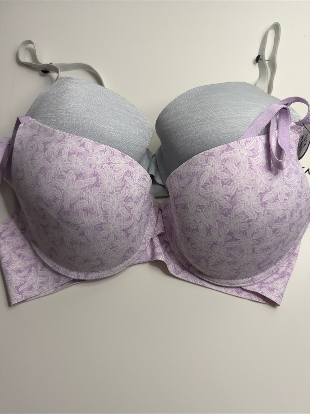 Bundle Hurley Lavender Floral/Grey Push-Up Bra with Light Gray Lining 36C